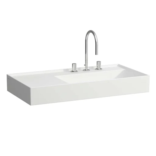 Kartell Laufen håndvask, 90x46 cm, hylle til venstre, matt hvit