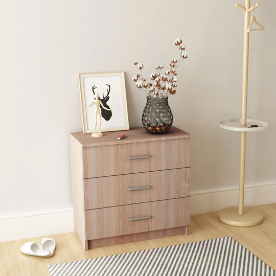 vidaXL kommode i spånplader 71 x 35 x 68 cm egetræ