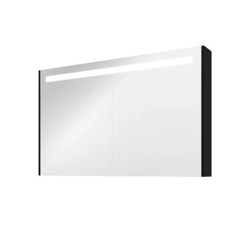Sanibell Proline speilskab m/LED-belysning, 120x74cm, matt sort paneler