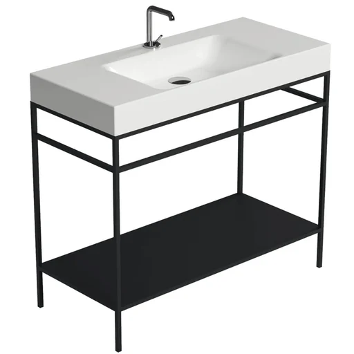 Lavabo Cento 100 gulvmodul i stål og matt sort