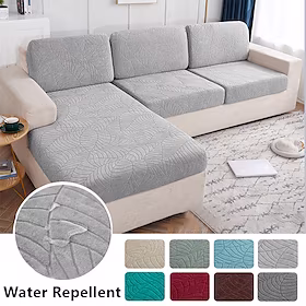stretch vannavstøtende sofa sete putetrekk jacquard slipcover elastisk sofa lenestol loveseat 4 eller 3 seter grå vanlig solid myk slitesterk vaskbar