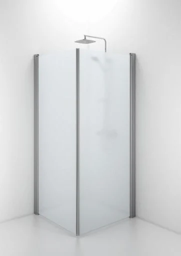 Ifö Space rett dør m/håndtaksprofil 90 cm, Frosset glass/Alu profil - Kun 1 dør