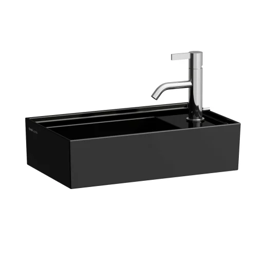 Kartell Laufen håndvask, 46x28 cm, høyrevendt, sort