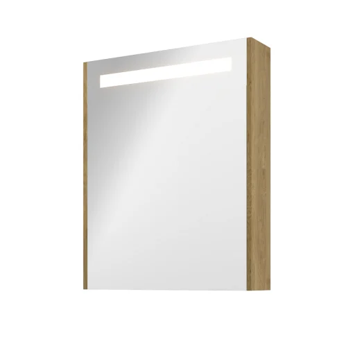 Sanibell Proline speilskab m/LED-belysning, 60x74cm, ideal eik paneler
