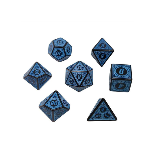 7x terninger til Dungeons & Dragons (DnD) - Blå