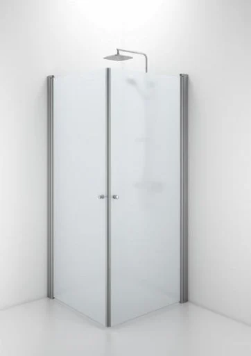 Ifö Space rett dør m/knoppgrep 90 cm, Frosset glass/Alu profil - Kun 1 dør