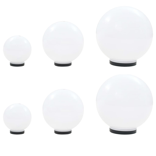 vidaXL LED-kuglelampesæt 6 stk. kugleformet 20/30/40 cm PMMA