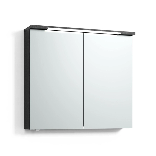 Svedbergs Skuru Speilskap med Servantlys 80cm / Svart eik