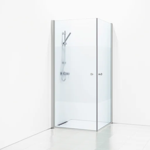 Svedbergs Skoga dusjhjørne 90 x 90 cm, halv frostet glass/matt alu, m/knoppgrep