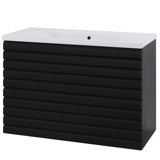 Linn Bad Selma Eikestav 2 Skuffer Heltre D45cm Servantskap Svart eik / 100cm Senter