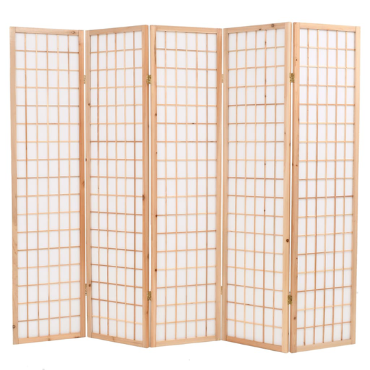 vidaXL foldbar 5-panels rumdeler japansk stil 200 x 170 cm naturfarvet