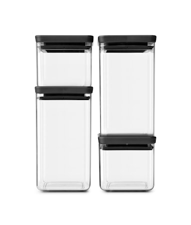 4 stk Firkantet Opbevaringsbokse 2x0.7 L 2x1.6 L