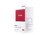 Samsung T7 MU-PC1T0R - SSD - krypteret - 1 TB - ekstern (bærbar) - USB 3.2 Gen 2 (USB-C stikforbindelse) - 256-bit AES - metalrød