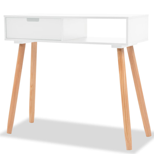 vidaXL konsolbord massivt fyrretræ 80 x 30 x 72 cm hvid