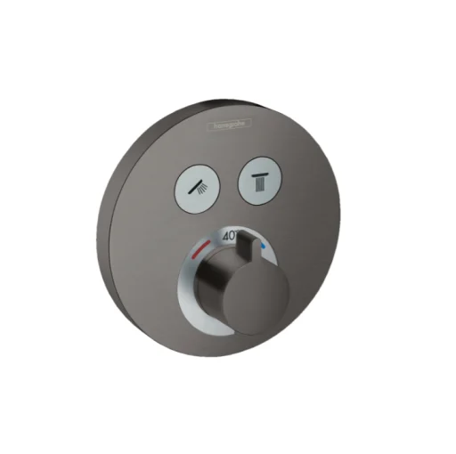Hansgrohe ShowerSelect S termostatarmatur t/innbygging m/avsperring til 2 uttak, børstet sort krom