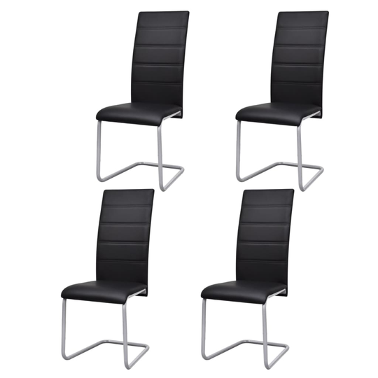 vidaXL spisebordsstole med cantilever 4 stk. kunstlæder sort