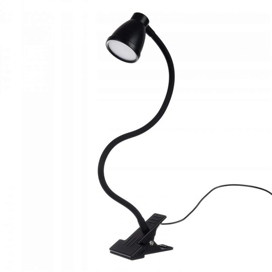 Bordlampe med klemme - USB - Sort