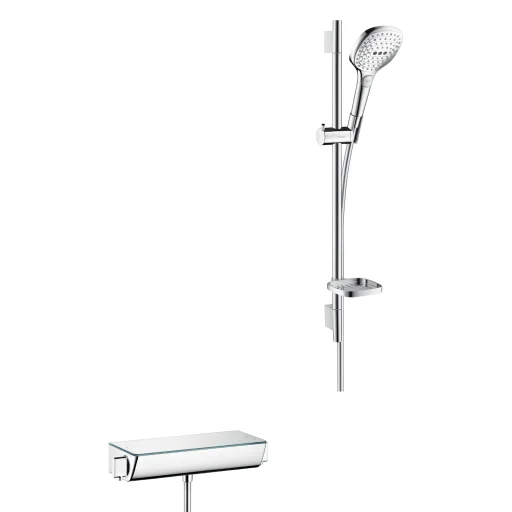 Hansgrohe Raindance Select E dusjpakke 120 /m Ecostat Select termostat og stang, hvit / krom