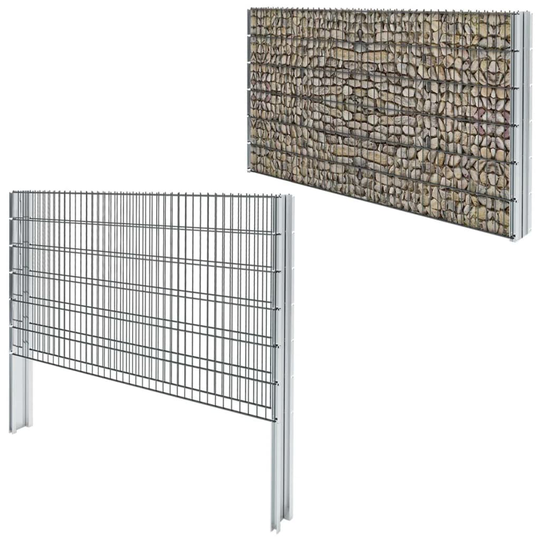 vidaXL 2D gabionhegn galvaniseret stål 2,008x1,23 m 18 m grå