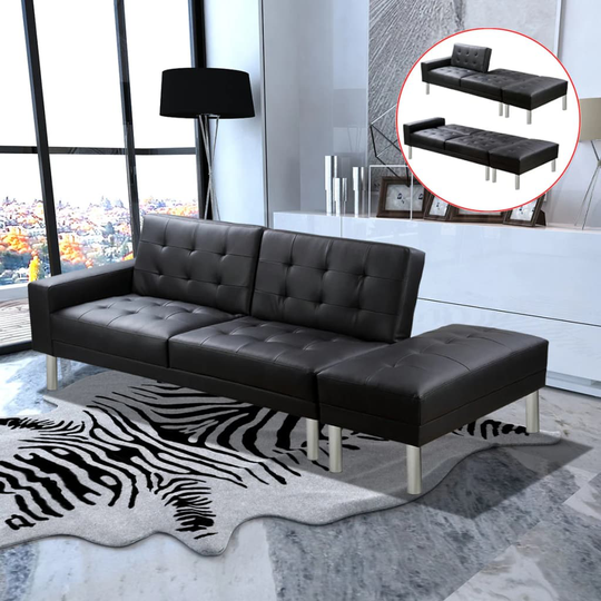 vidaXL sovesofa sort kunstlæder
