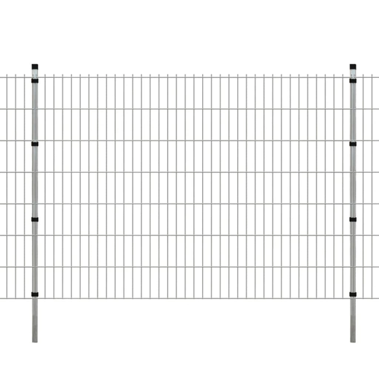 vidaXL 2D paneler og pæle til havehegn, 2.008x1.430 mm, 44 m, sølvgrå
