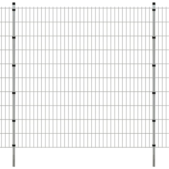 vidaXL 2D Havehegnspaneler & Pæle 2008x2030 mm 42 m Sølv