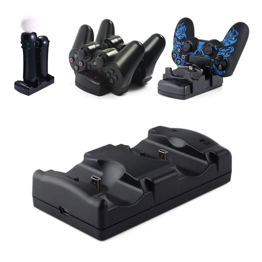 Dobbelt ladestation til PS3 / PS4 / PS3 Move controller