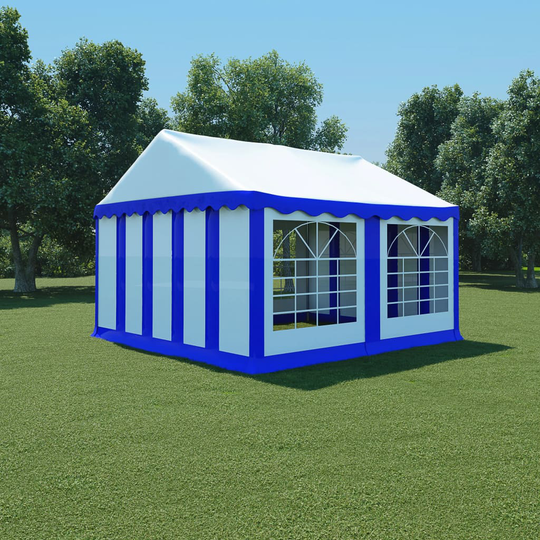 vidaXL havetelt PVC 4 x 4 m blå og hvid