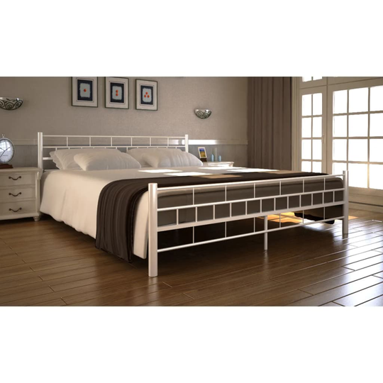 vidaXL seng med madras hvid metal 160 x 200 cm