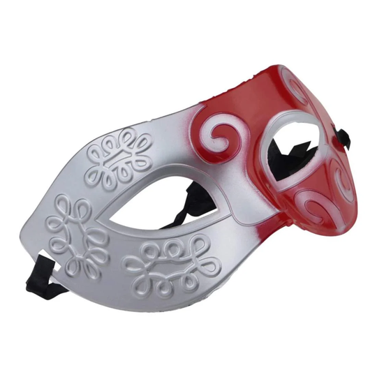 Venetiansk Maske - Sølv/Rød