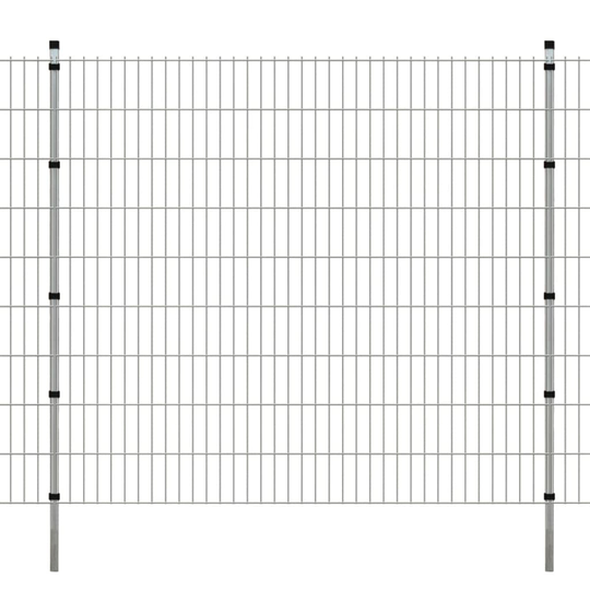 vidaXL 2D Havehegnspaneler & Pæle 2008x1830 mm 12 m Sølv