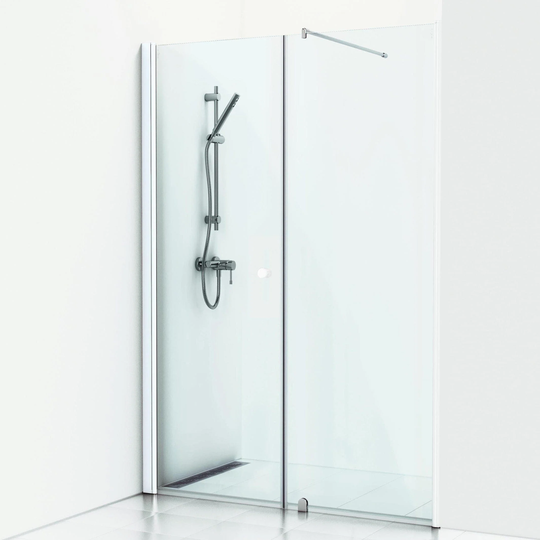 Svedbergs Skoga Dusjnisje Rett Kombi (Vegg+dør) Hvit Matt / 200cm Klart Glass
