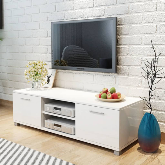 vidaXL tv-skab 120x40,3x34,7 cm hvid højglans