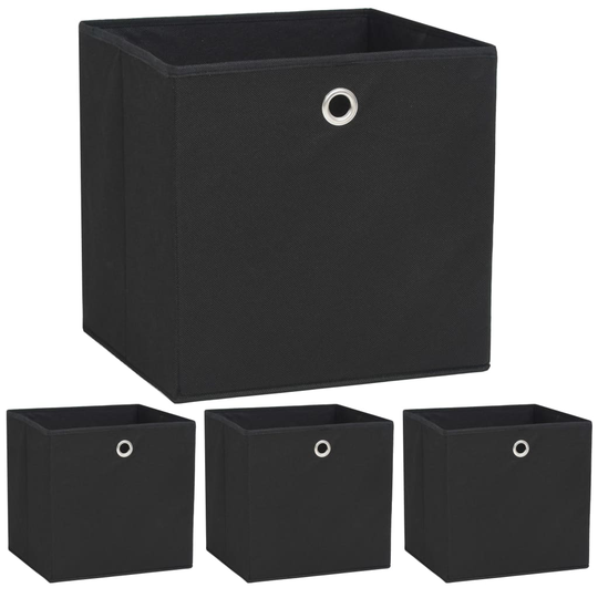vidaXL opbevaringskasser 4 stk. uvævet stof 32 x 32 x 32 cm sort