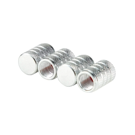 4x ventilhætter til bil, aluminium - sølv