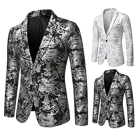 Herre Blazer Hold Varm Spesiell Leilighet Enkeltkneppet Trykt mønster 3D-trykt grafikk Asymmetrisk Stilfull Jakker Yttertøy Langermet Trykt mønster Vinter