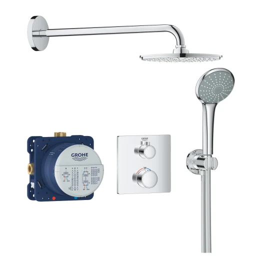 Grohe Grohtherm Rainshower Cosmopolitan 210 Dusjsystem t/innbygging, firkantet, Krom