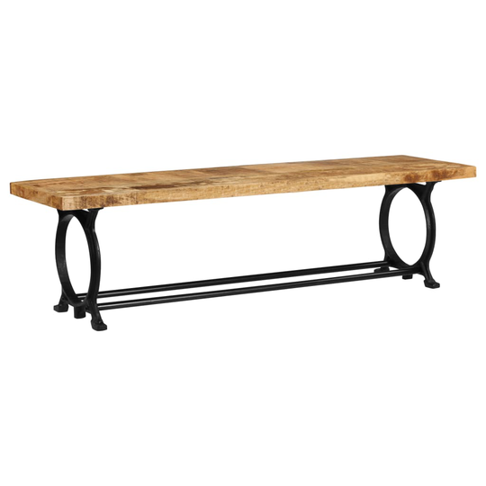 vidaXL spisebordsbænk massivt mangotræ og støbejern 160 x 45 x 45 cm