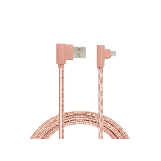 Opladningskabel, vinklet, Micro-USB - Lyserød