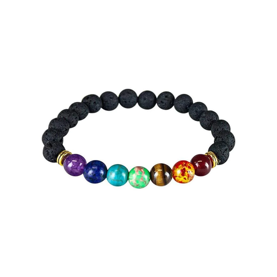 Chakraarmbånd med gulddetaljer