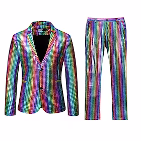 disco 1980erne Bukser Drakter Dresser Blazere Blazer med brettet krage Herre Kostume Årgang Cosplay Ytelse Fest Halloween Langermet Frakk Maskerade
