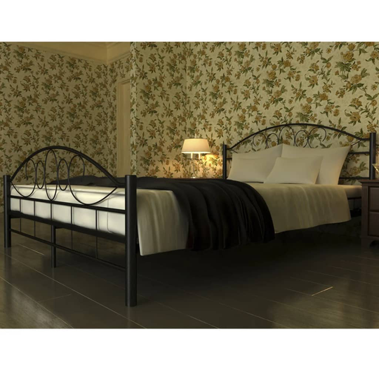 vidaXL seng med madras sort metal 140 x 200 cm