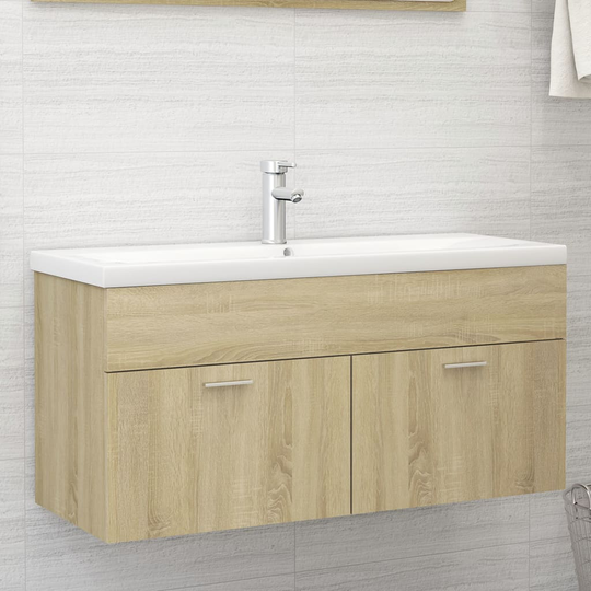 vidaXL vaskeskab 100x38,5x46 spånplade sonoma-eg