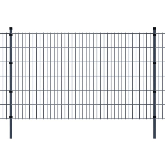 vidaXL 2D paneler og pæle til havehegn, 2.008x1.230 mm, 24 m, grå