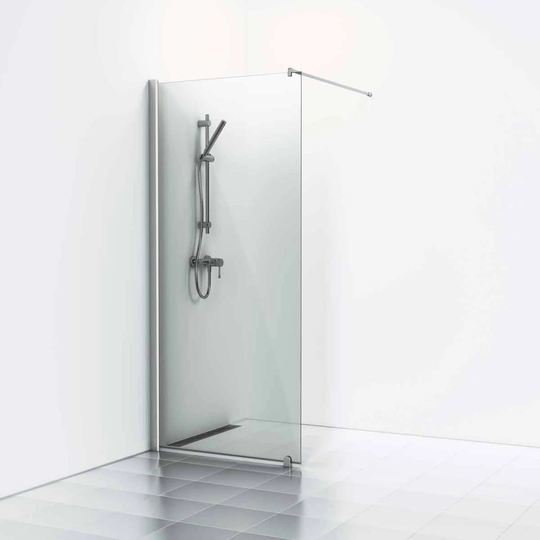 Svedbergs Skoga Dusjvegg Rett (Walk-in) Matt Aluminium / 90cm Røkfarget Glass