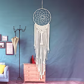 drømmefanger håndlaget bursdagsgave fjærkrok blomst vindklokke ornament veggheng dekor kunst boho stil
