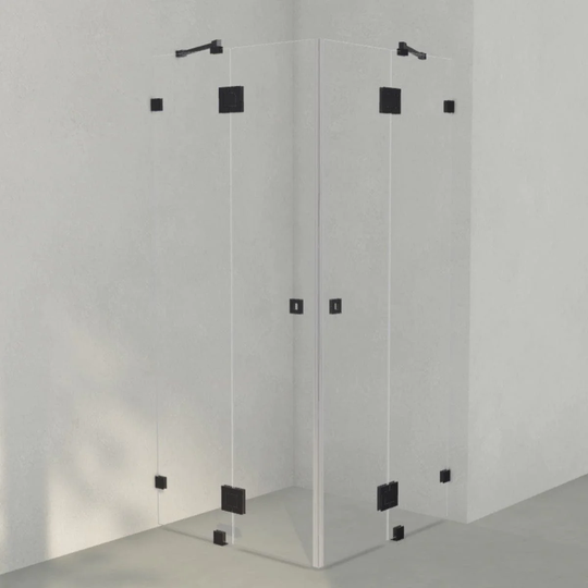 INR Iconic Nordic Rooms Dusjhjørne ARC 16 Måltilpasset Svart Matt / Opal Klart Glass