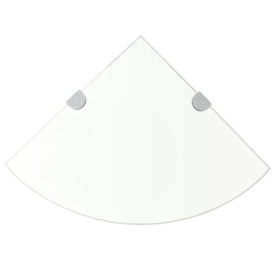 vidaXL hjørnehylde med krombeslag klart glas 25x25 cm