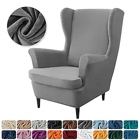1 sett med 2 stk stretch wingback stoltrekk vinge stol slipcovers spandex fløyel wingback lenestoltrekk med setepute putetrekk til ikea strandmon stol