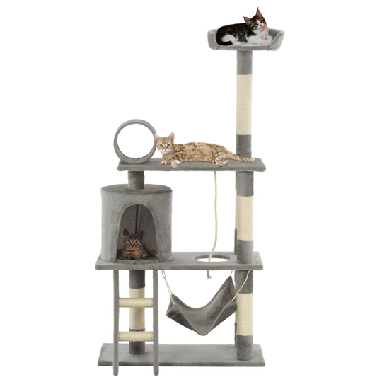vidaXL kradsetræ til katte med sisal-kradsestolper 140 cm grå